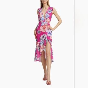 Milly Women's Nanci Petals in Bloom Ruffled Midi Dress Size 12